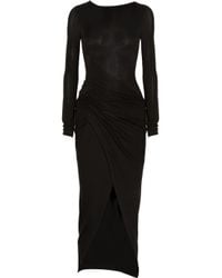 Donna Karan Draped Jersey Dress in Black - Lyst