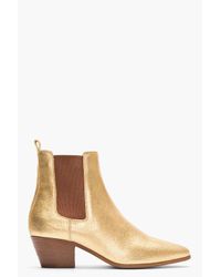 saint laurent gold booties