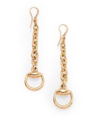 Gucci | Metallic Horsebit 18k Yellow Gold Drop Earrings | Lyst