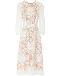 Lyst - Dolce & Gabbana Lace and Silk-organza Midi Dress in White