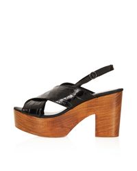 black mid heel sling back shoes