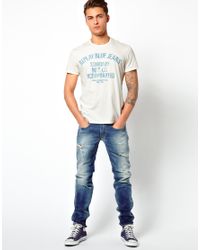 Replay Tshirt Blue Jeans Standard Logo In White For Men Lyst Replay Tshirt Blue Jeans Standard Logo In White For Men Lyst