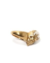 Alexander McQueen | Metallic Pearl Crown Skull Ring | Lyst