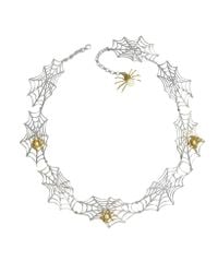 Bernard Delettrez - Metallic Bronze Spiders On Silver Web Necklace - Lyst