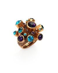 Oscar de la Renta | Metallic Crystal Cluster Ring | Lyst