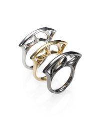 Stephen Webster | Gray Sterling Silver Curved Stack Ring/black | Lyst