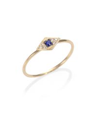 Sydney Evan | Metallic Diamond, Sapphire & 14k Yellow Gold Baby Eye Ring | Lyst