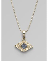 Sydney Evan | Metallic Diamond, Sapphire & 14K Yellow Gold Evil Eye Necklace | Lyst