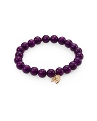 Sydney Evan | Diamond, Purple Mountain Jade & 14k Yellow Gold Fortune Cookie Beaded Stretch Bracelet | Lyst