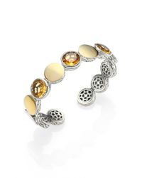 John Hardy | Metallic Citrine 18k Gold Sterling Silver Dot Cuff Bracelet | Lyst