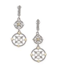 Judith Ripka | Metallic Trellis White Sapphire, 14K Yellow Gold & Sterling Silver Garland Double-Drop Earrings | Lyst