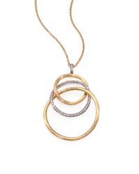 Marco Bicego | Metallic Jaipur Link Diamond, 18k Yellow & White Gold Large Graduated Pendant Necklace | Lyst