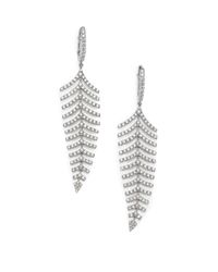 Roberto Coin | Metallic Diamond 18k White Fishbone Drop Earrings | Lyst