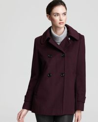 calvin pea klein coat breasted hood double plum