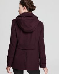 calvin pea breasted klein hood coat double plum