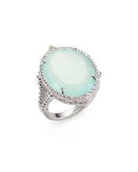 Judith Ripka | Metallic Seafoam Chalcedony White Sapphire and Sterling Silver Ring | Lyst
