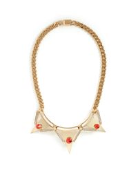 Iosselliani | Metallic Triangle Deco Bronzed Stones Necklace | Lyst