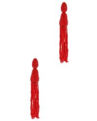 Oscar de la Renta | Red Silk Tasseled Drop Earrings | Lyst