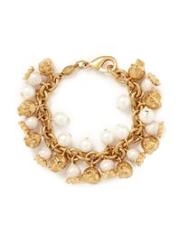 Alexander McQueen | Metallic Faux Pearl Skull Bracelet | Lyst
