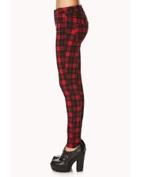Forever 21 Plaid Skinny Jeans in Red/Black (Red) - Lyst