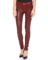 Hudson Jeans Moto Super Skinny Jeans in Red - Lyst