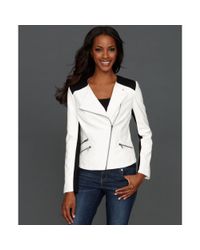 Inc International Concepts Fauxleather Colorblock Moto Jacket In White Black Black Lyst