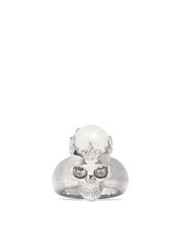 Alexander McQueen | Metallic Pearl Crown Skull Ring | Lyst