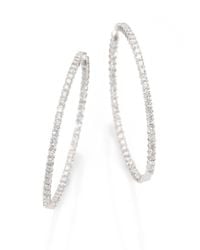 Roberto Coin | Metallic Diamond & 18k White Gold Inside-outside Hoop Earrings/2.5 | Lyst