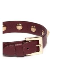 Valentino | Brown Rockstud Leather Skinny Bracelet | Lyst