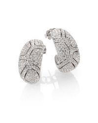 Adriana Orsini | Metallic Pavé Crystal Shell J-hoop Earrings | Lyst