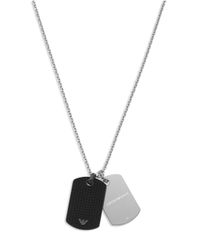 Emporio Armani | Metallic Men's Two-tone Dog Tag Logo Pendant Necklace Egs2187 for Men | Lyst