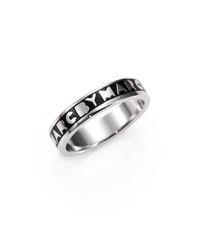 Marc By Marc Jacobs | Black Tiny Enamel Logo Ring/Silvertone | Lyst