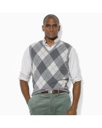 Polo Ralph Lauren Argyle Vneck Sweater Vest in Gray for Men - Lyst