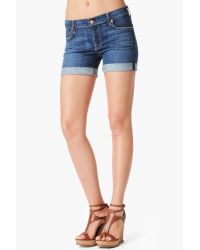 7 For All Mankind - Blue Mid Roll Up Cali Del Sol Shorts - Lyst