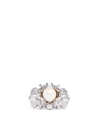 Alexander McQueen | Metallic Pearl Skull Cross Ring | Lyst
