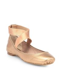chloe gold ballet flats