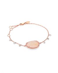 Meira T | Pink Druzy Diamond 14k Rose Gold Charm Bracelet | Lyst