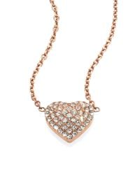 Michael Kors | Metallic Brilliance Motif PavÉ Puffy Heart Pendant Necklace/Rose Goldtone | Lyst