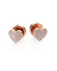 Michael Kors | Metallic PavÉ Heart Stud Earrings | Lyst