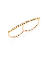 Zoe Chicco | Metallic 14k Yellow Gold Pyramid Bar Two-finger Ring | Lyst