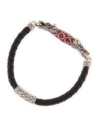 John Hardy | Black Mens Naga Leather Borneo-Bead Bracelet for Men | Lyst