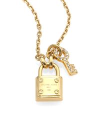 Michael Kors | Metallic Padlock Key Pendant Necklace | Lyst