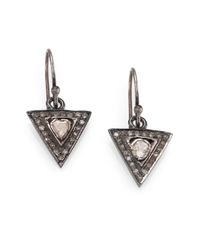 Zoe Chicco | Metallic Diamond & Oxidized Sterling Silver Triangle Drop Earrings | Lyst