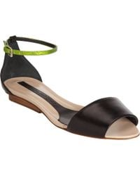 Narciso Rodriguez Brown Wide Band Sandal with Lizardskin Ankle Strap