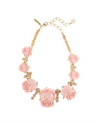Oscar de la Renta | Pink Resin Rose Necklace | Lyst