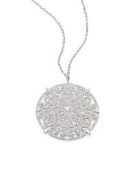 Adriana Orsini | Metallic Pave Round Pendant Necklace | Lyst