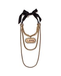 Lanvin | Metallic Multi-chain "love" Pendant Necklace | Lyst