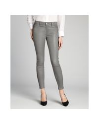 J brand Grey Leather Side Zip Skinny Jeans in Gray | Lyst