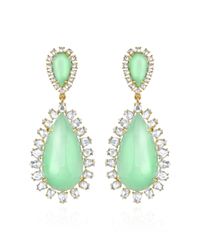 Irene Neuwirth | Handcrafted Oneofakind Yellow Gold Earrings with Mint Chrysorpase Mixed Shape Rose Cut Diamonds | Lyst