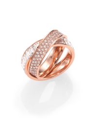 Michael Kors | Metallic Intertwined Baguette & Pavé Ring/rose Gold | Lyst